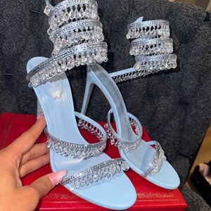Rene caovilla chandelier heels, baby blue size 41